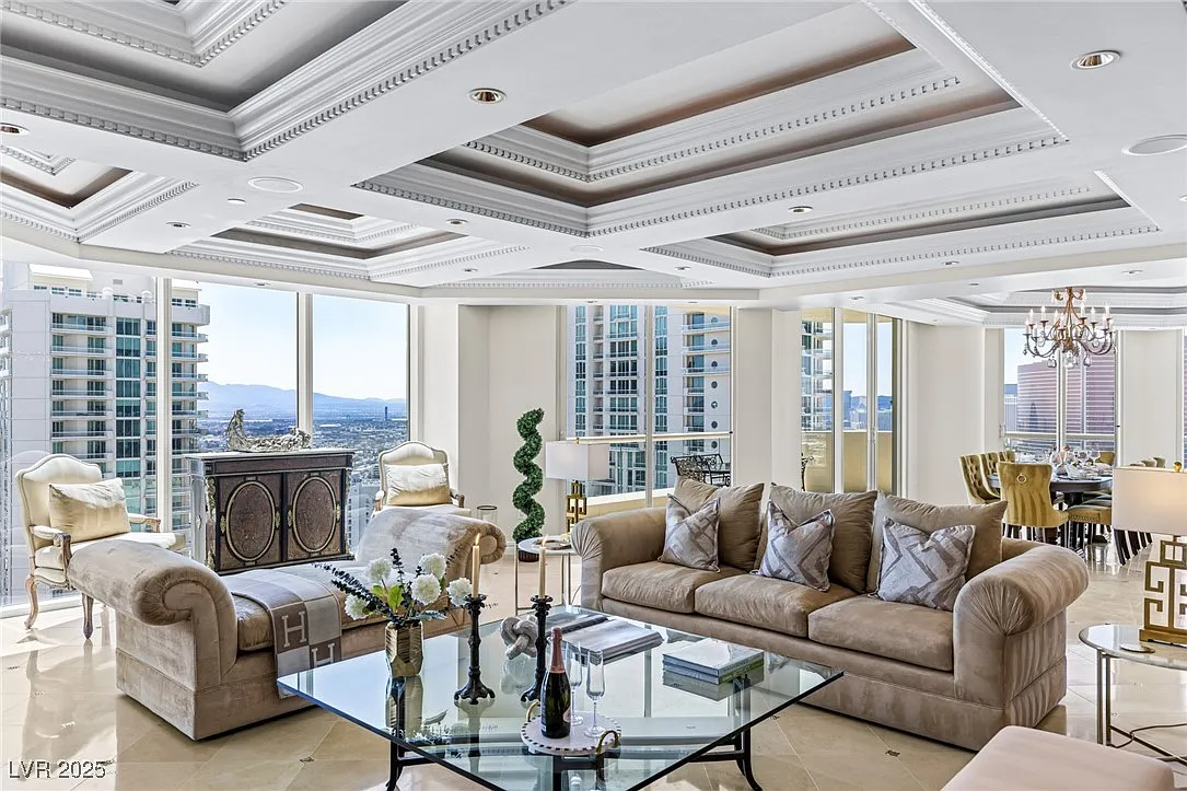 Penthouse Living Room with City Views